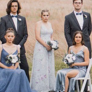 REVELRY | Ainsley | Blue Floral Print Chiffon, Size 8